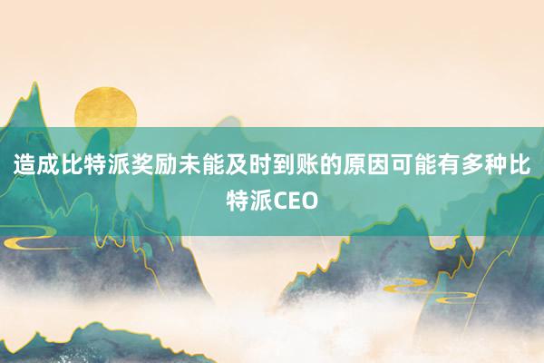 造成比特派奖励未能及时到账的原因可能有多种比特派CEO