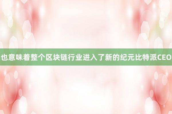 也意味着整个区块链行业进入了新的纪元比特派CEO