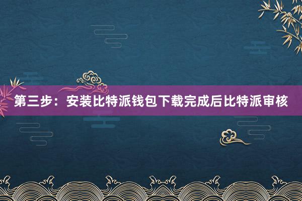 第三步：安装比特派钱包下载完成后比特派审核