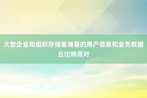 大型企业和组织存储着海量的用户信息和业务数据丘比特派对