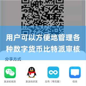 用户可以方便地管理各种数字货币比特派审核