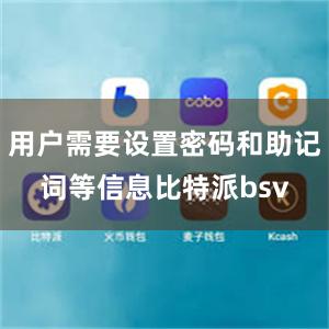 用户需要设置密码和助记词等信息比特派bsv