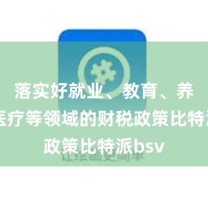 落实好就业、教育、养老、医疗等领域的财税政策比特派bsv